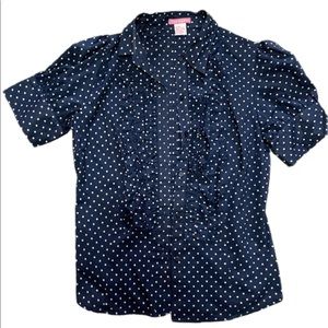 3 for $25 🛍️⭐️ Cute barely worn navy white polka dot button down blouse